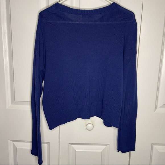 Z Supply Navy Blue Paris Cropped Sweater Size Small Oversized Pullover Baggy - Picture 5 of 7